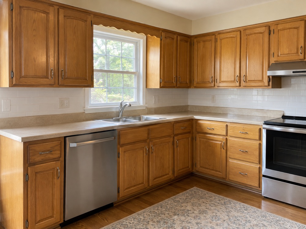 Cabinet refinishing before repainting
